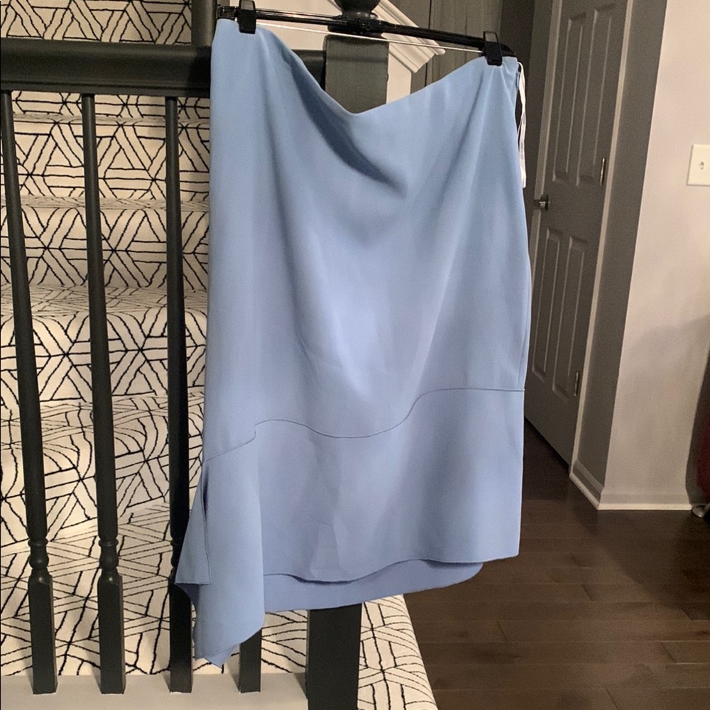Anne Klein Blue Midi Asymmetrical A-line Skirt